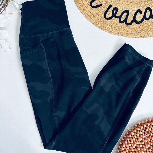 RBX Active Ultra Hold Black Camouflage Crop Leggings With Pockets - Picture 5 of 8